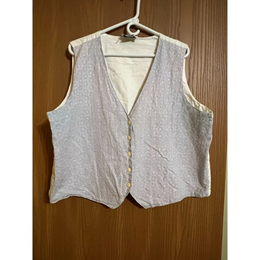 Vest womens size 18-20 Capistrano Blue with white embroidery